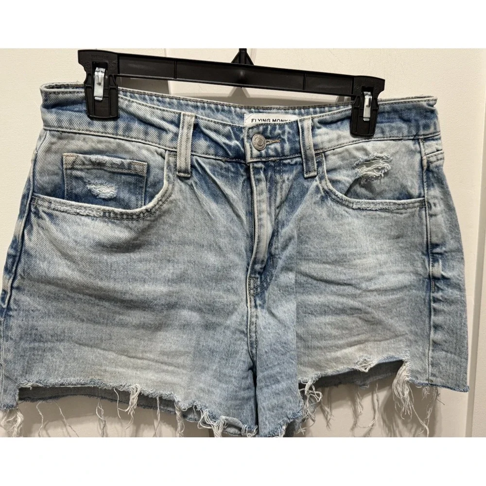 Flying Monkey Shorts size 28 Light Blue Denim‎ Jean High Rise Summer Boho Size 6